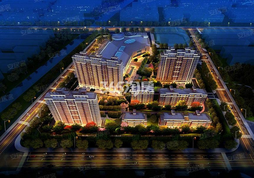 缤纷桃李花园夜景鸟瞰图