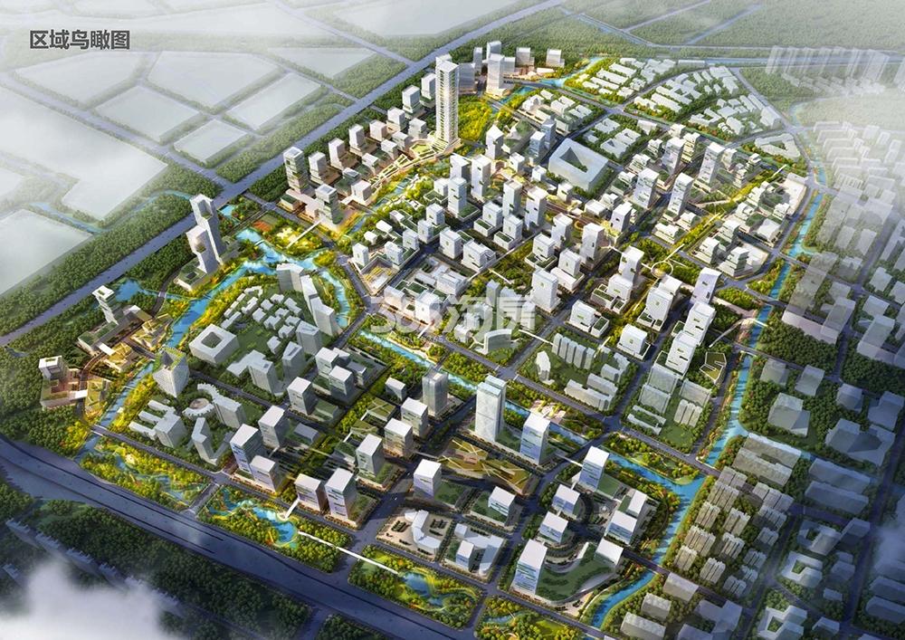 绿城西溪深蓝项目大区域鸟瞰图
