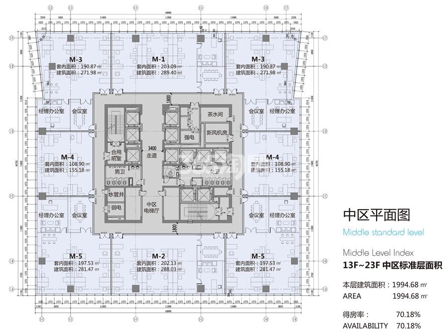 瀚瑞中心中区办公平面图