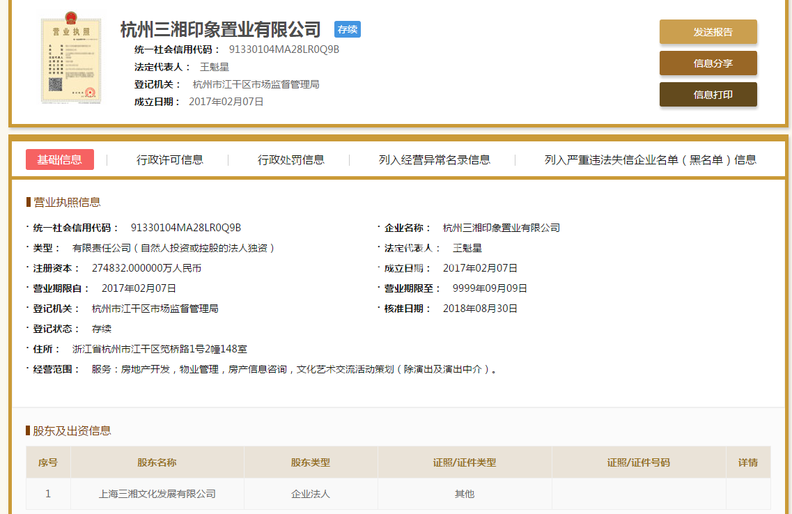 杭州三湘印象置业有限公司