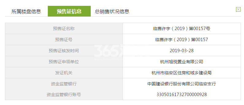 旭辉中粮朗香郡7#预售证信息