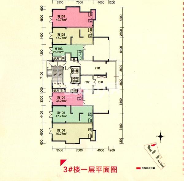 幸福金色湖畔商业3#楼一层平面图