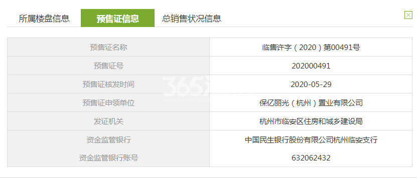丽光城1#预售证信息