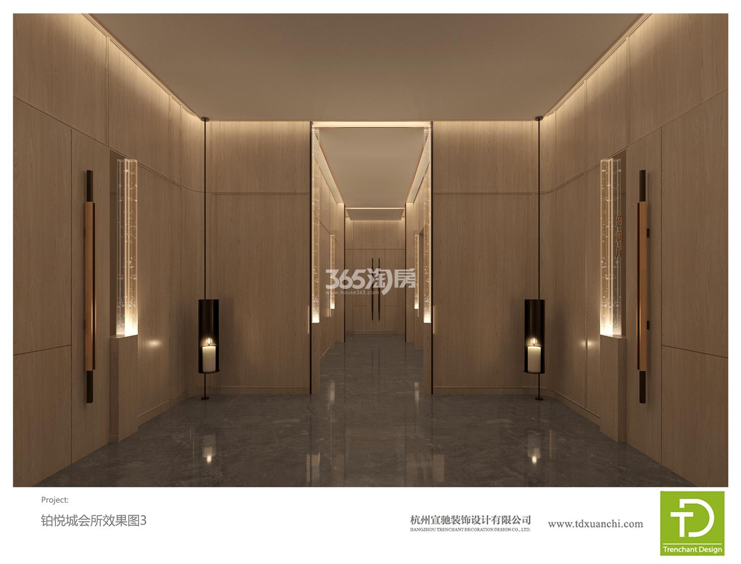 景顺铂悦城会所包厢区通道效果图