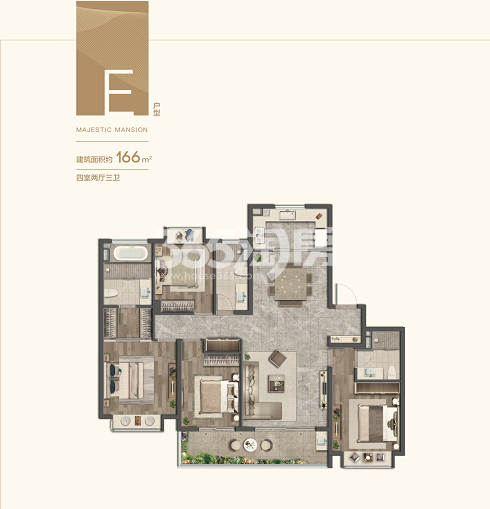 华润置地瑞府143㎡户型图_南京华润置地鱼嘴润府_南京365淘房