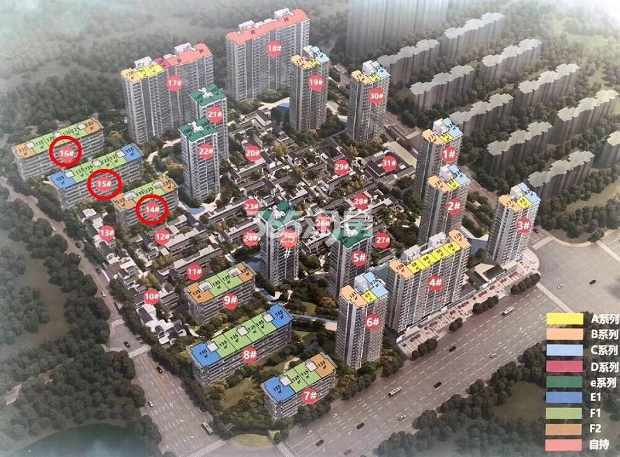 京杭府合院小鸟瞰效果图_杭州京杭府_杭州新房网_365淘房