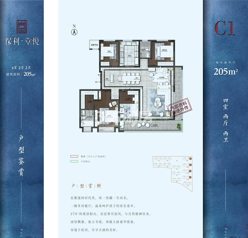 保利堂悦C1-205㎡户型图 