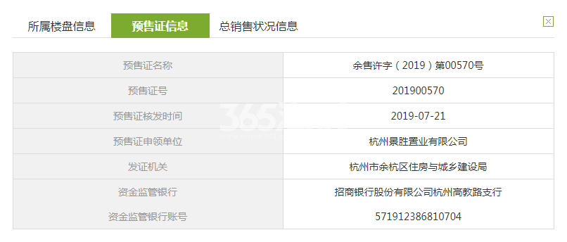 景瑞镜溪绿汀2、5号楼预售证