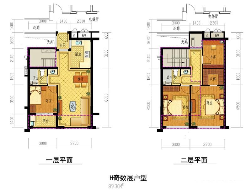 春意江南名邸H户型奇数层约89㎡ （1、2、3、4、6#）