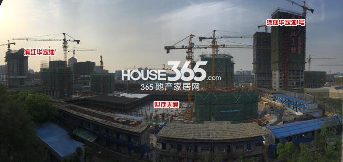 滨江华家池、世茂天宸、绿地华家池1号施工进度实景图 2015年4月摄 