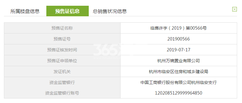 万科西望11#预售证信息