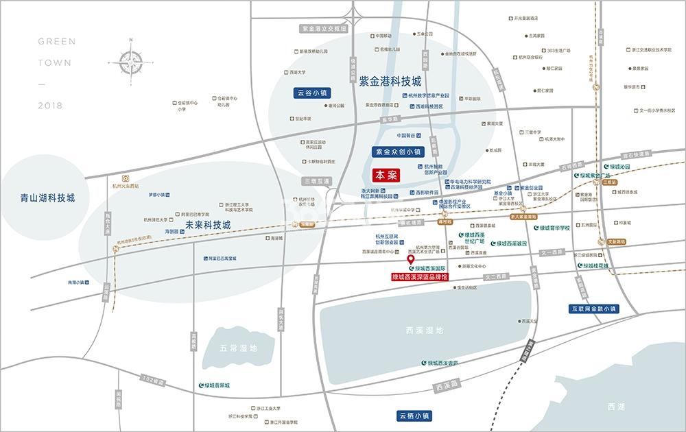 绿城西溪深蓝项目交通区位图