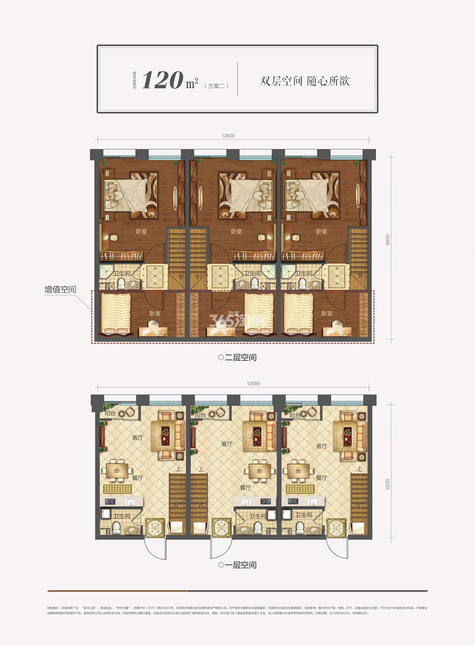 运河公馆LOFT户型（方案二） 约120㎡