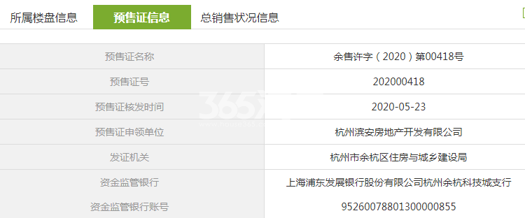 杭语蓝庭1-4号楼预售证信息