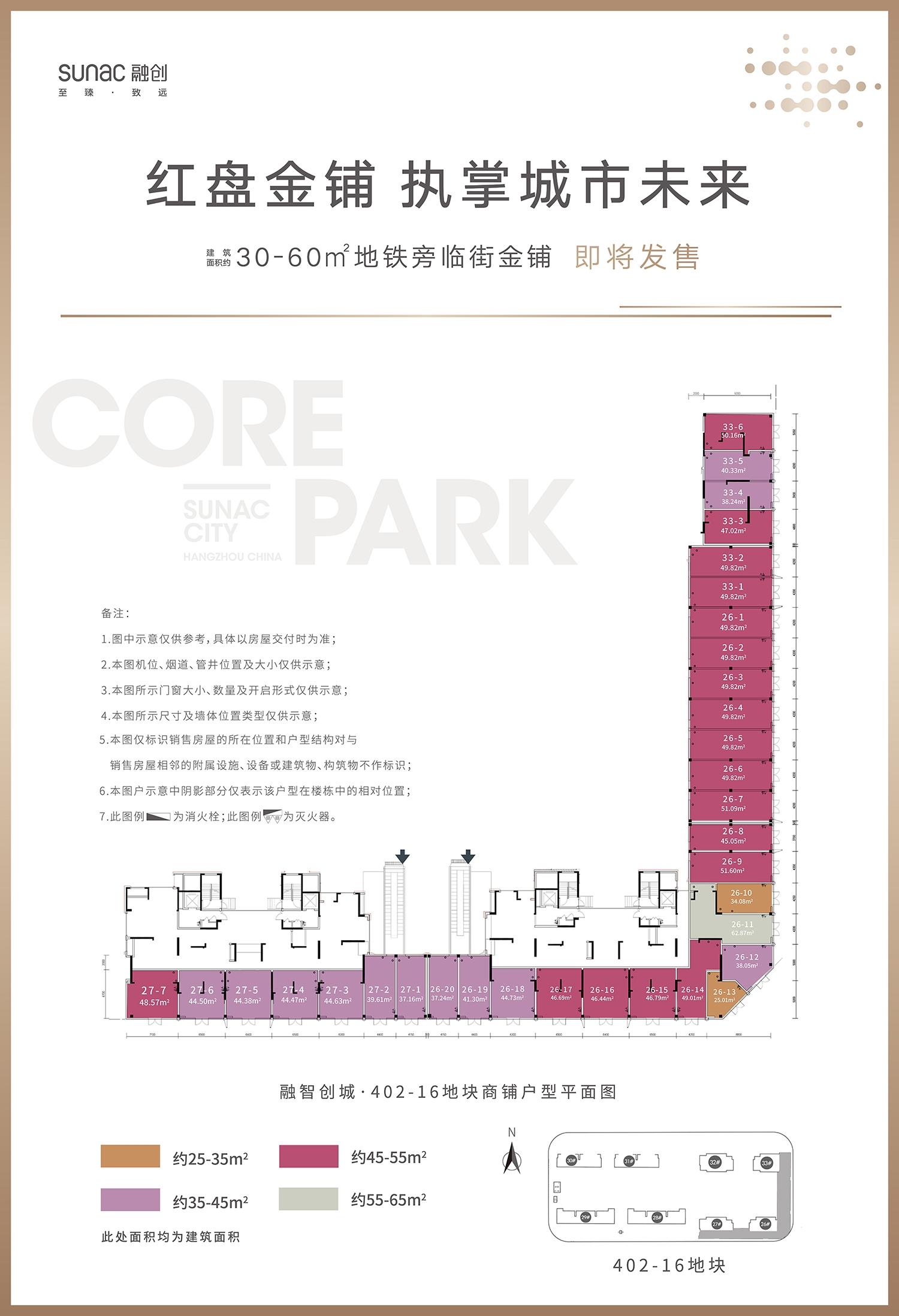 融智创城一期商铺户型分布
