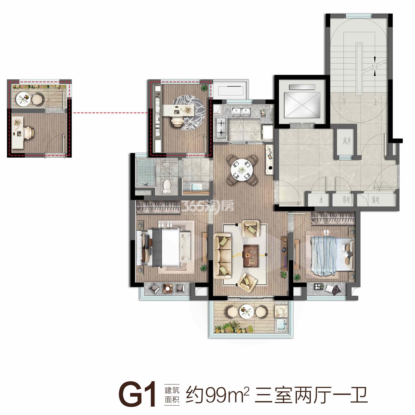 雍宁府低密度多层Y1户型图约129㎡_南京雍宁府_南京365淘房