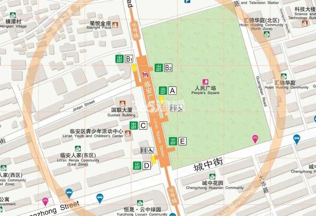 临安广场站出入口位置