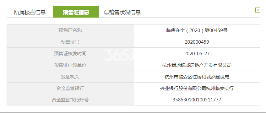 柏澜晶舍31#预售证信息