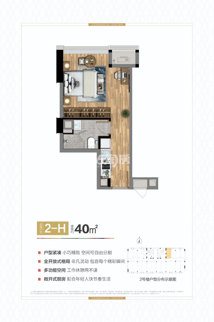 盈都五角广场2-H户型40方2#