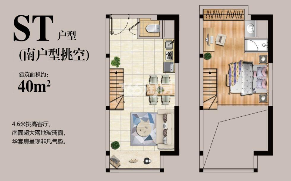 中堂嶺寓ST南户型挑空40平户型图