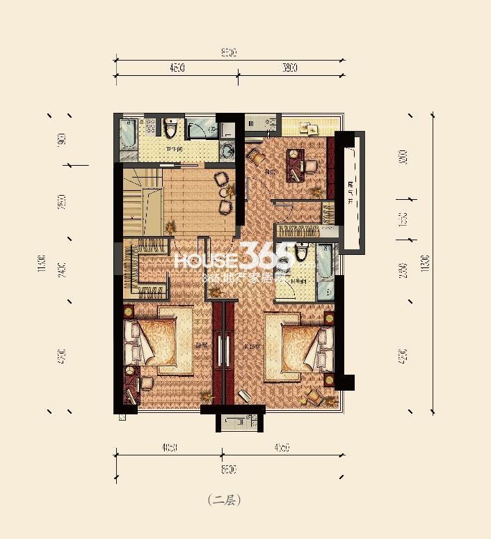 云邸跃层二层215方户型图