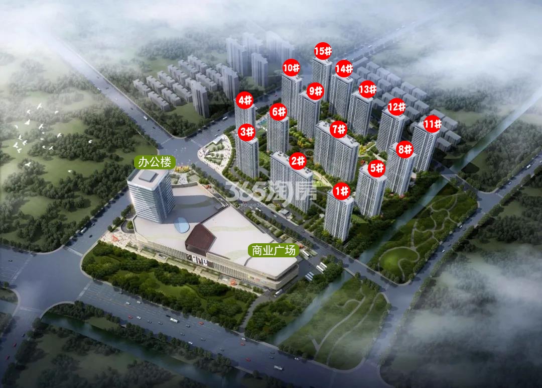 融耀之城整体鸟瞰图（带楼栋号）