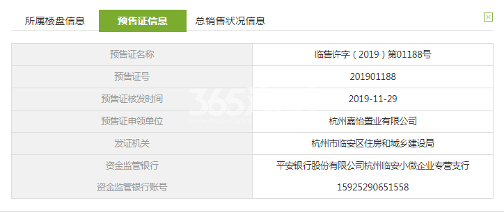 临栖云府11#预售证信息