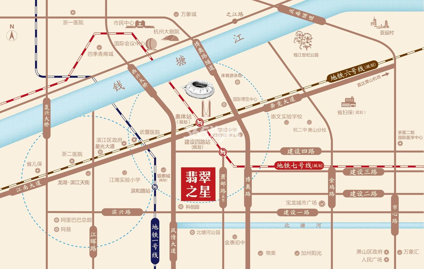 时代滨江翡翠之星交通图