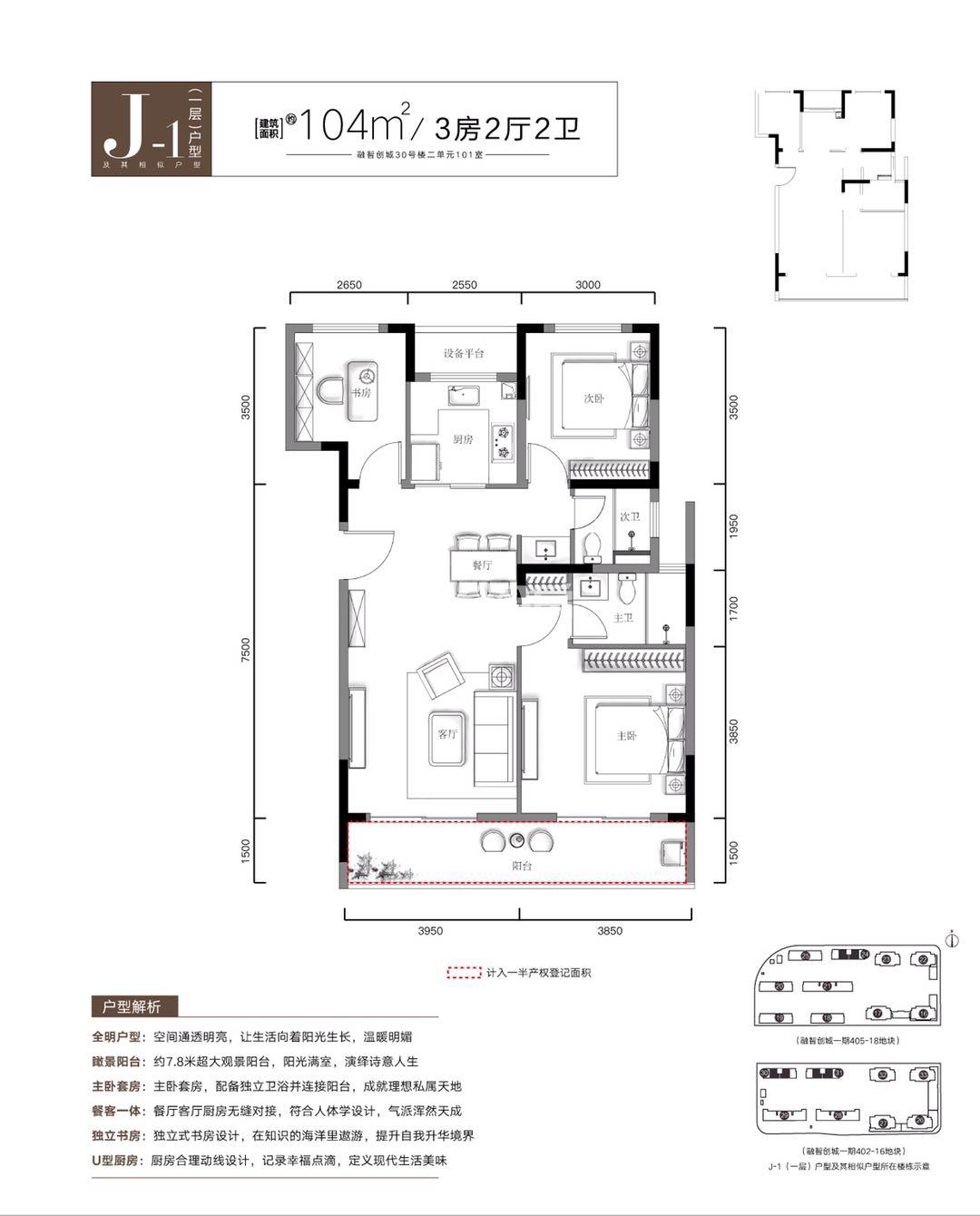 融智创城J-1户型104方24、30、31#中间套
