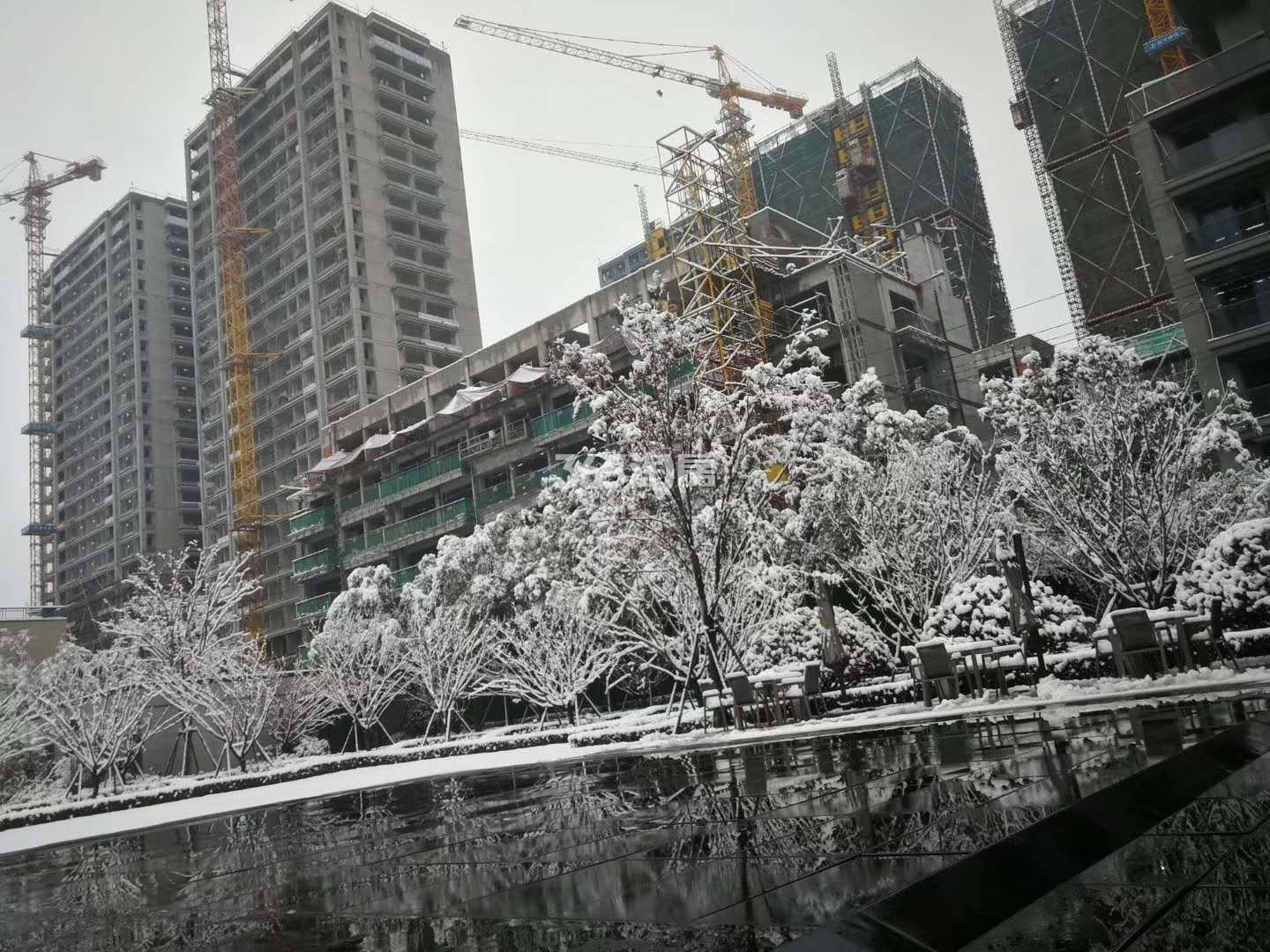 绿城九龙仓桂语江南2#叠墅和高层8、9#雪景图 2018.12摄（从右往左）