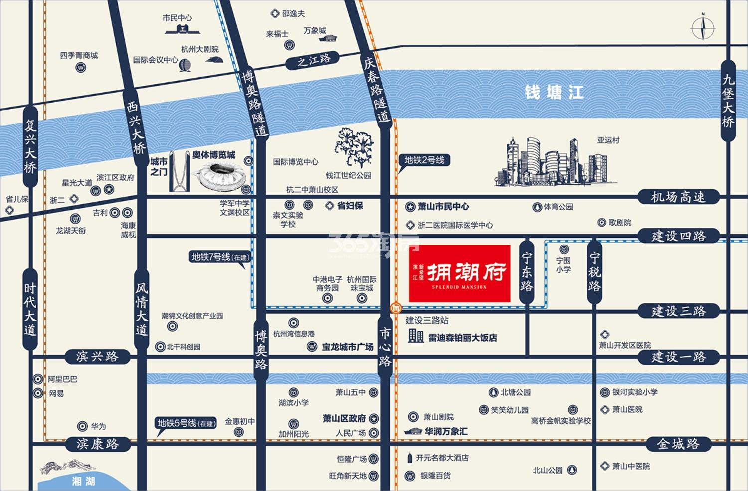 滨江新希望拥潮府交通图