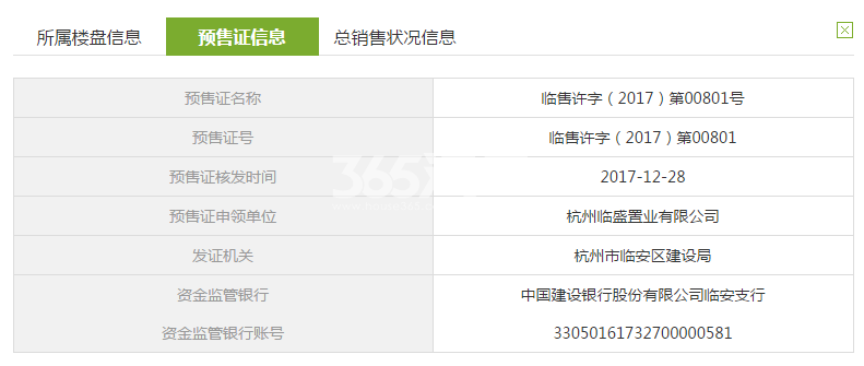 吴越府11#预售证信息