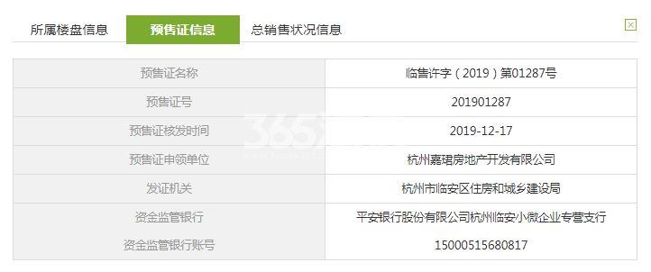 雅境公寓公寓4#预售证信息