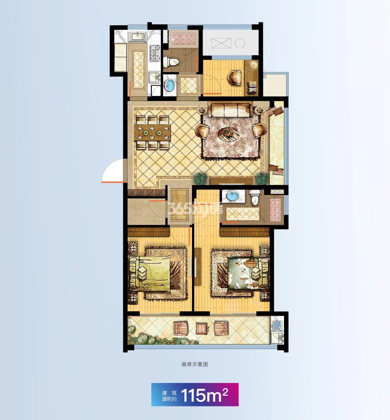 万固珺府115方户型图1-4、5、8#