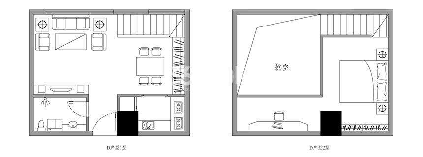 斯瑞天寓D户型53.76㎡平面