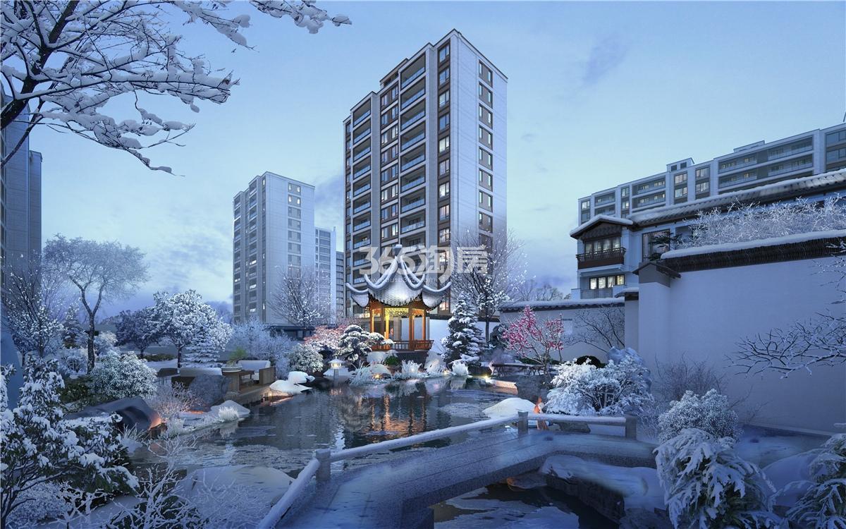 西房杭语宸鹭院合院雪景效果图