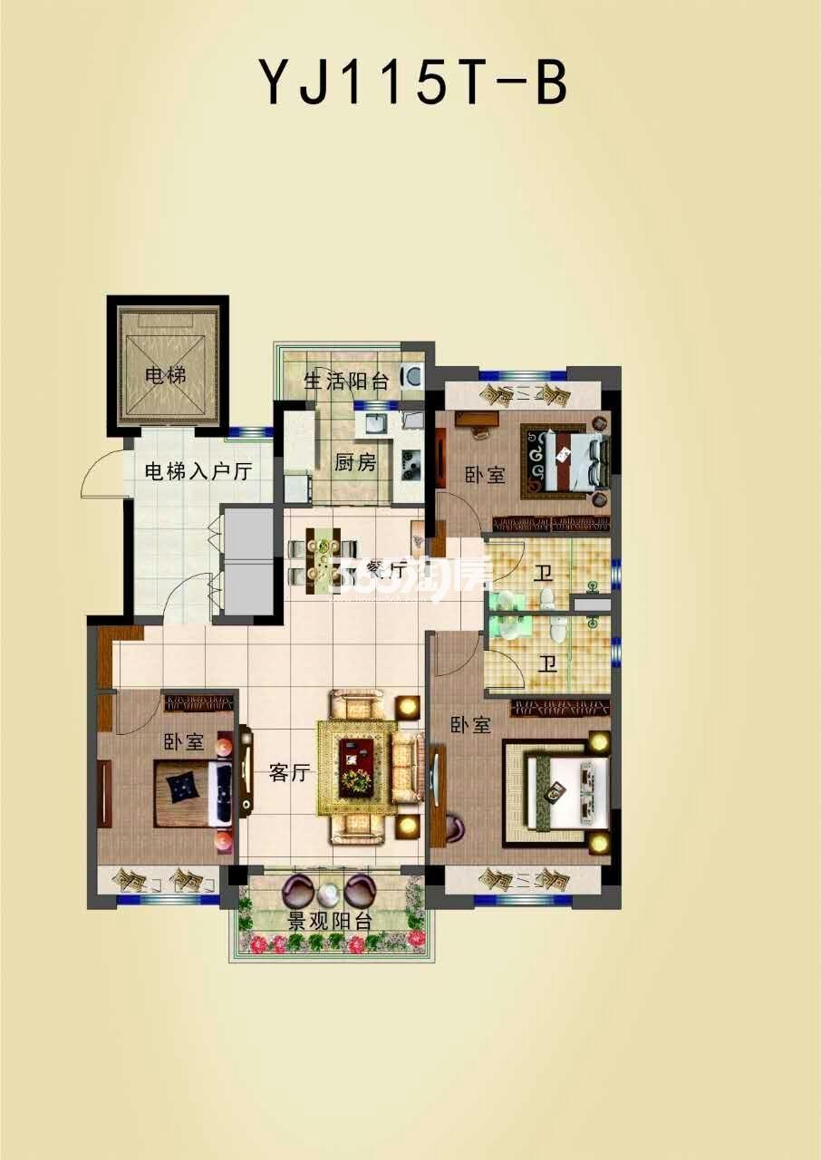 碧桂园北岸世家115㎡户型图